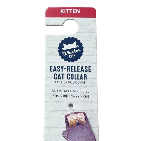 Whisker City Easy-Release Cat Kitten Collar Pink Evil Eye Adjustable 6-9" Bell - Picture 3 of 3
